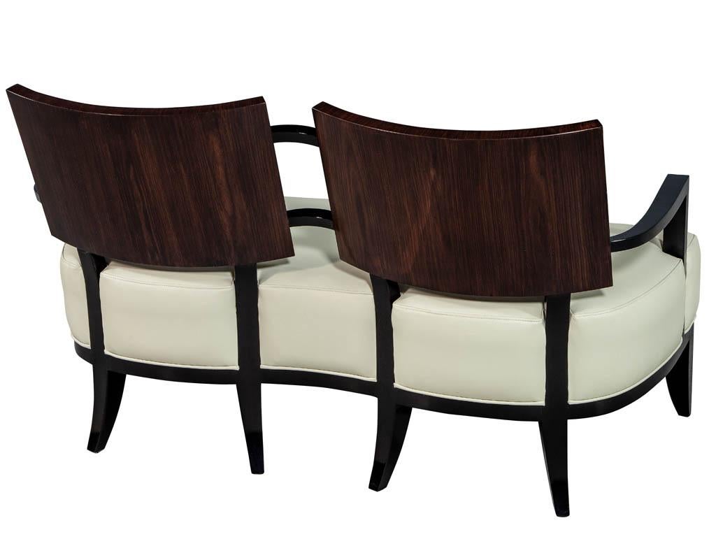 Modern Leather Art Deco Style Settee Sofa Bench 1