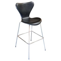 Set of Modern Leather Bar Stools by Arne Jacobsen for Fritz Hansen