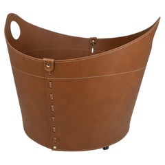 Cesto moderno in pelle CADIN HABITA, diametro 48 cm, pelle rigenerata