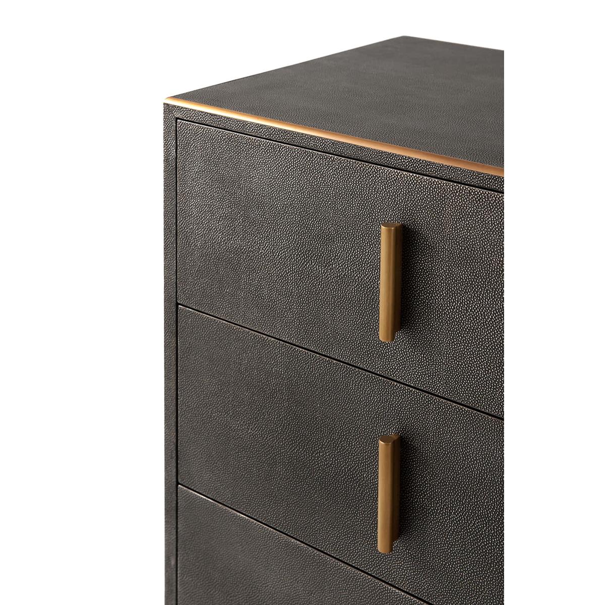 Contemporary Modern Leather Chest of Drawers, Dark For Sale