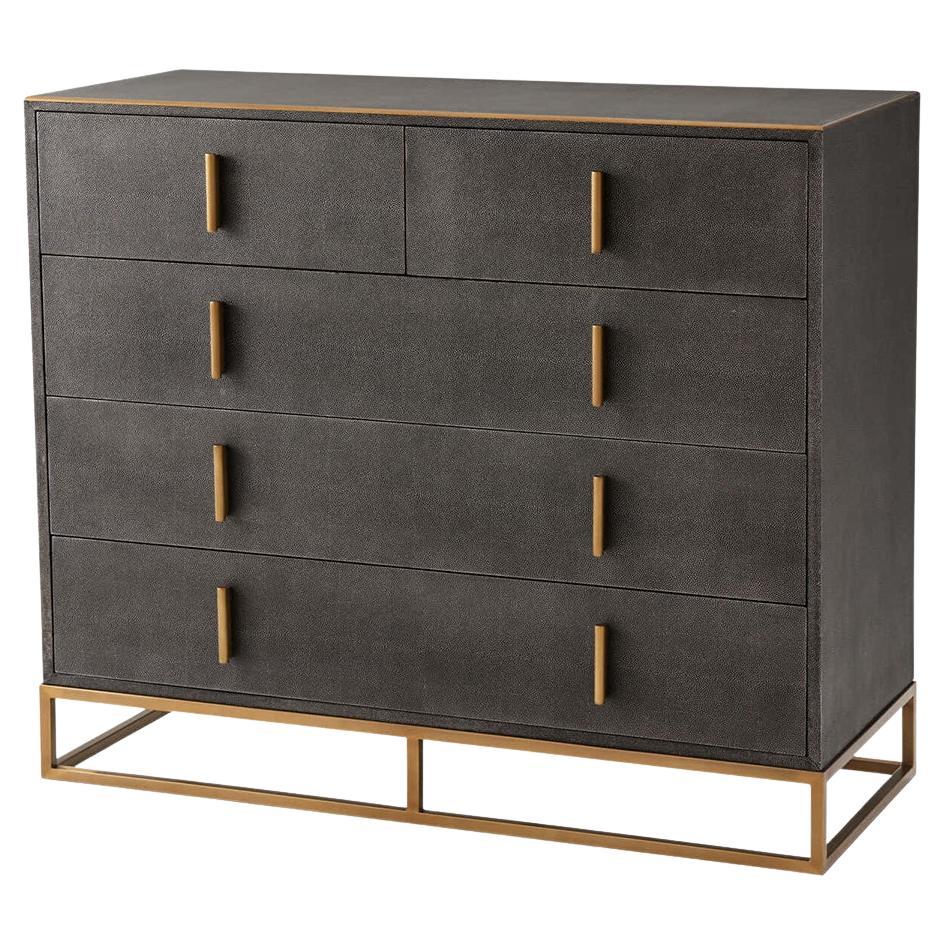 Modern Leather Chest of Drawers, Dark For Sale