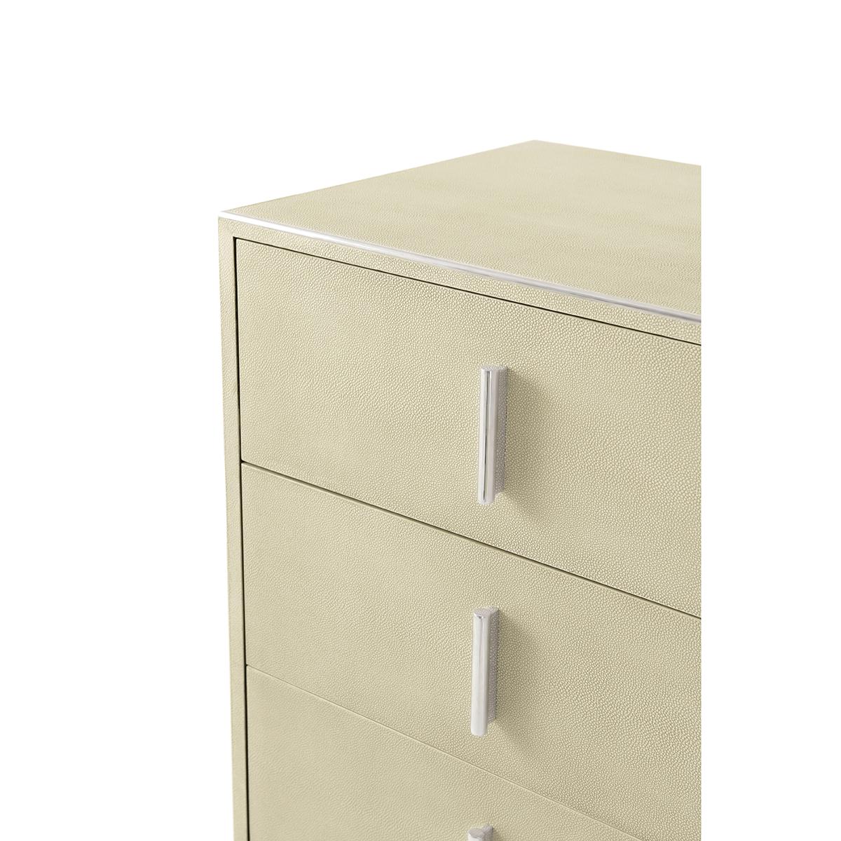 Contemporary Modern Leather Chest of Drawers, Light For Sale