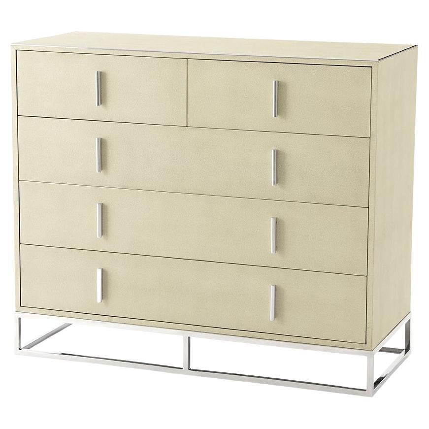 Modern Leather Chest of Drawers, Light For Sale