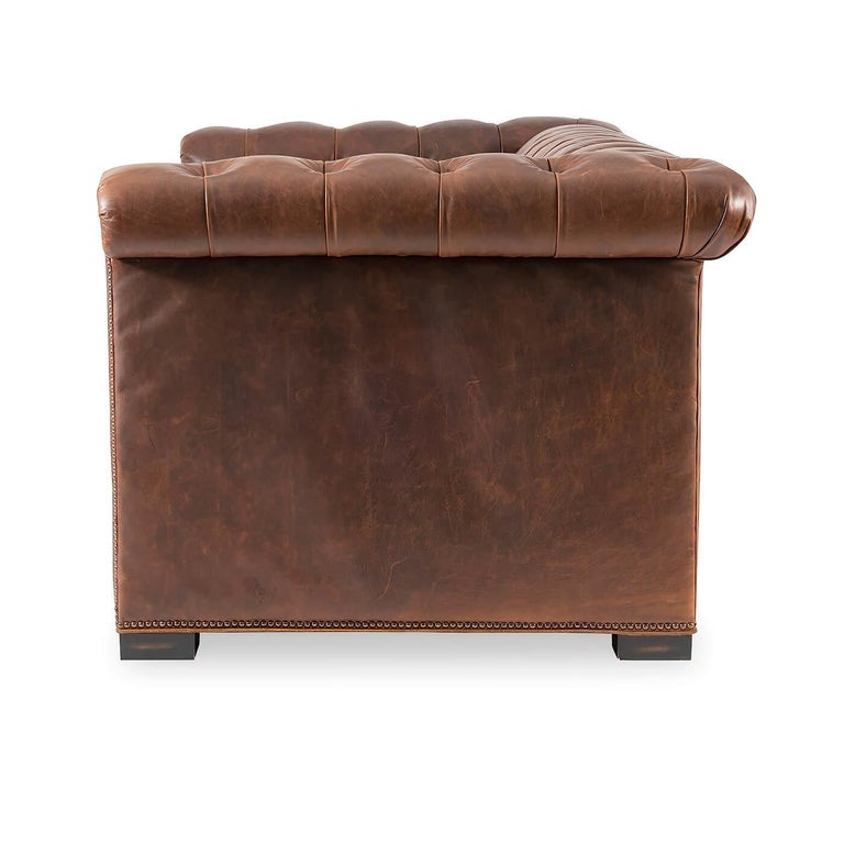 North American Modern Leather Chesterfield Sofa For Sale