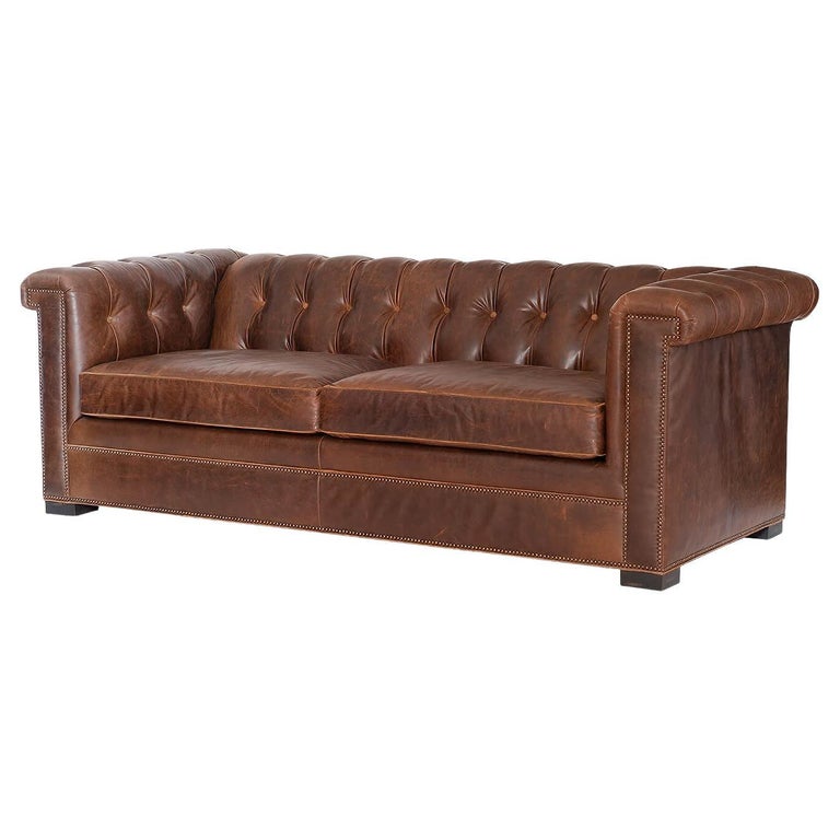 Modern Leather Chesterfield Sofa For Sale