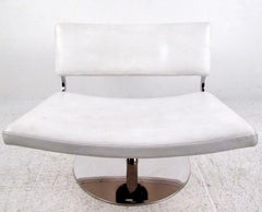 Modern Leather & Chrome Swivel Lounge Chair