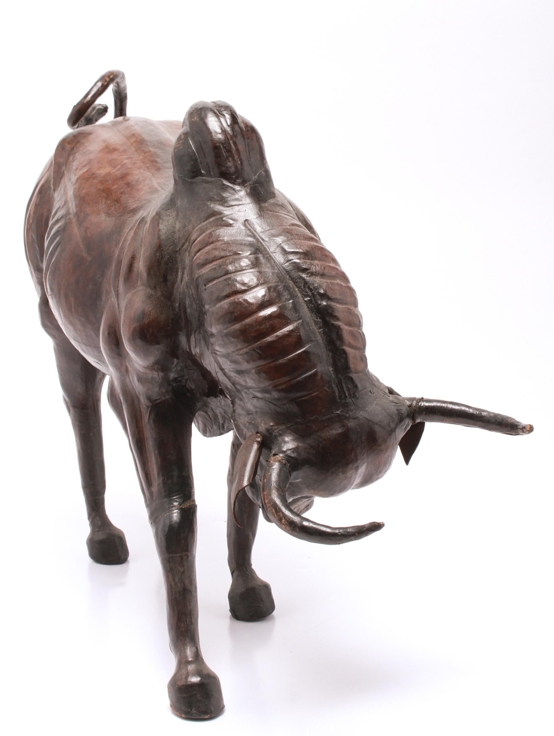 Modern Leather Clad Brahma Bull Sculpture In Good Condition In New York, NY