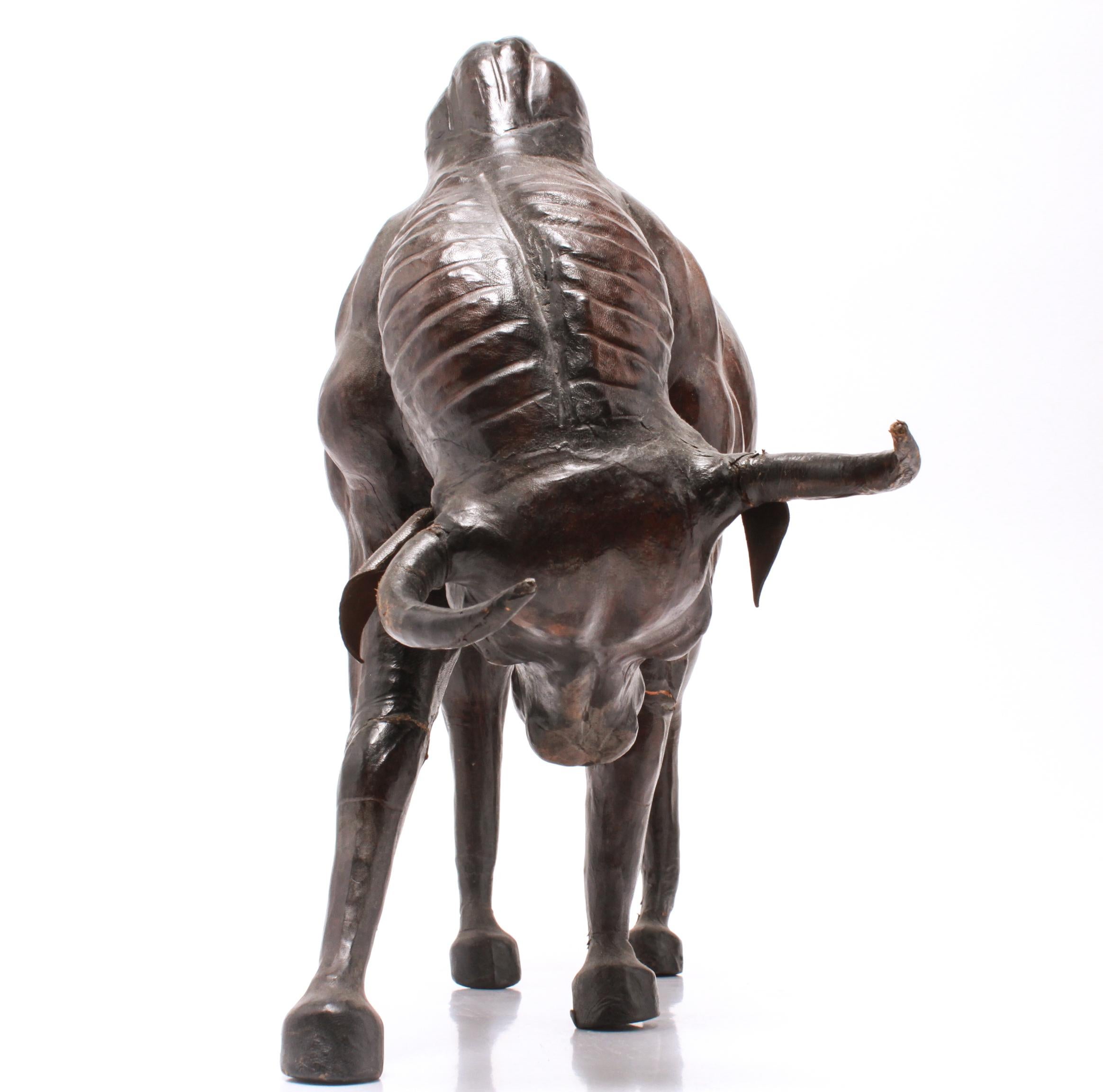 Modern Leather Clad Brahma Bull Sculpture 1