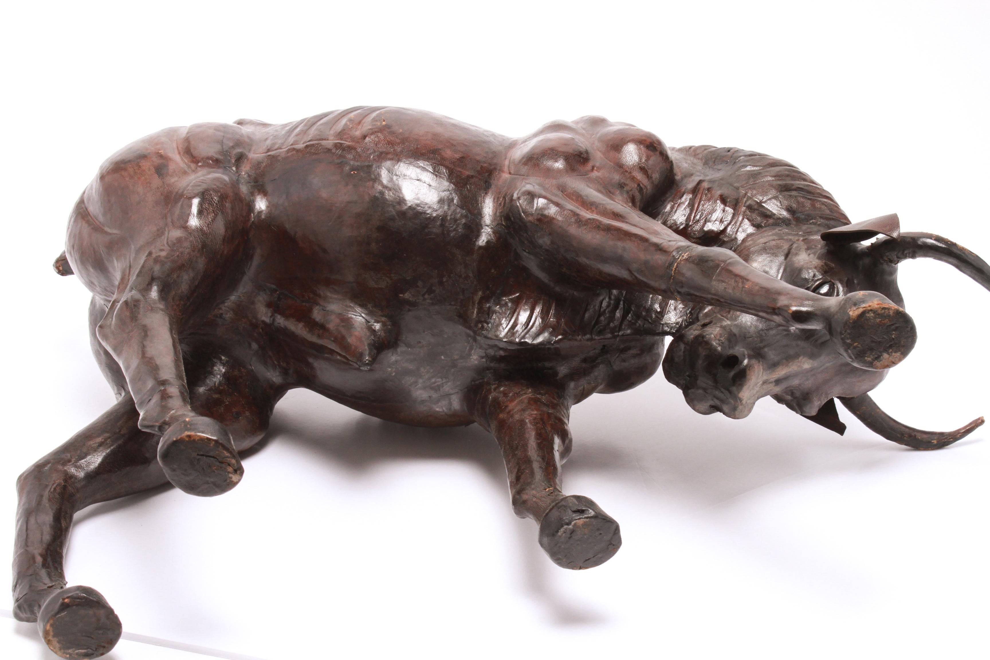 Modern Leather Clad Brahma Bull Sculpture 4