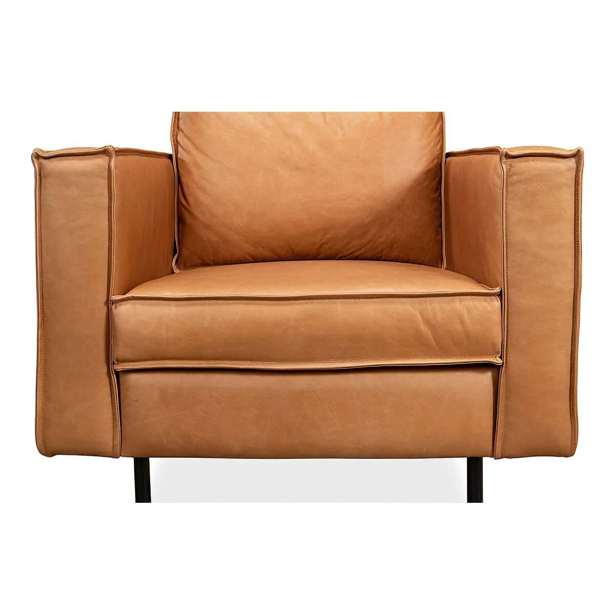 Asian Modern Leather Club Chair