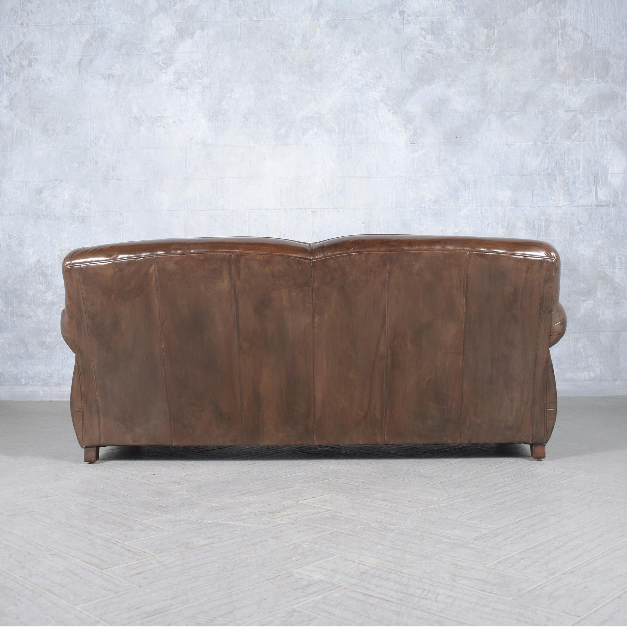 Modern Leather Club Sofa: Timeless Elegance & Luxurious Comfort For Sale 7