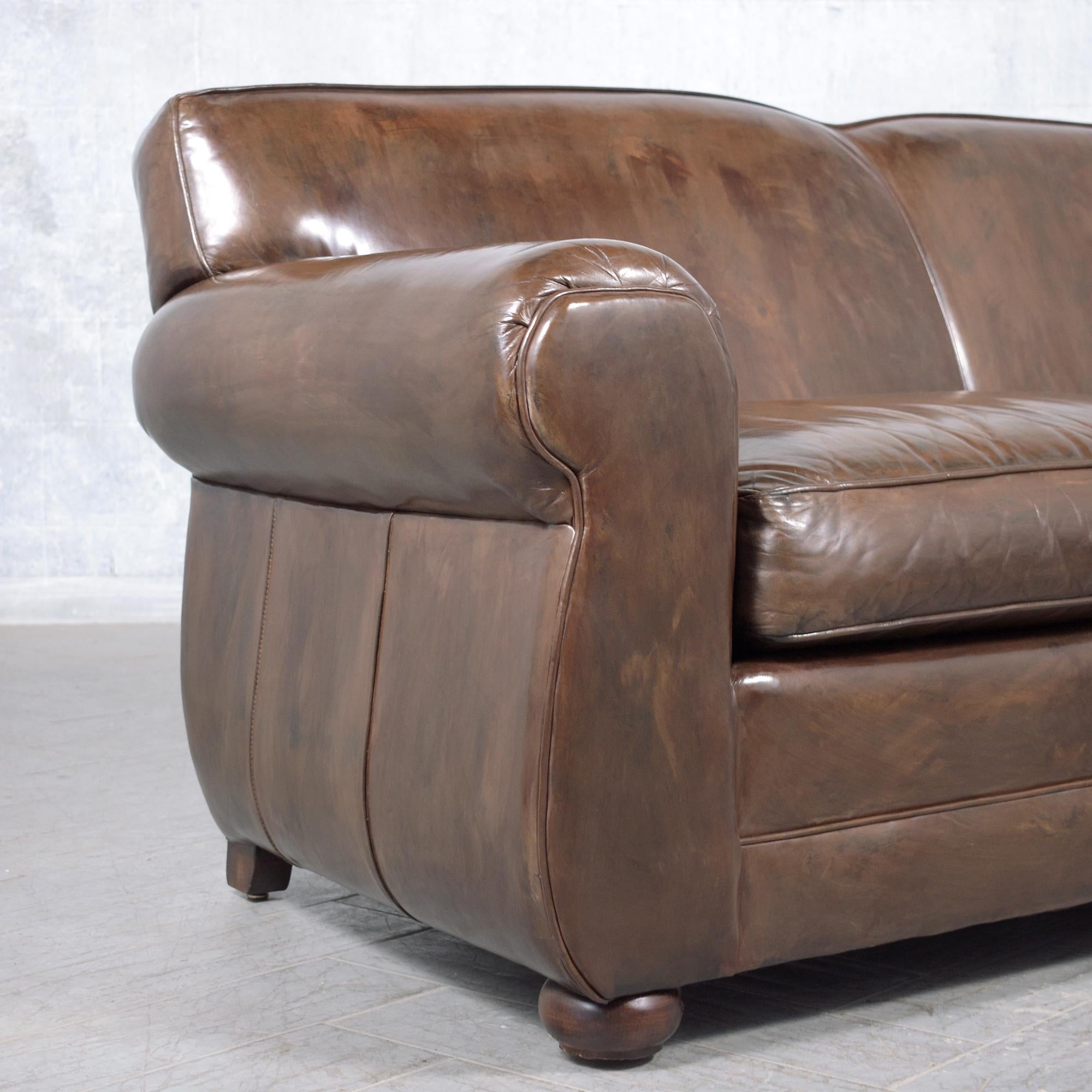Modern Leather Club Sofa: Timeless Elegance & Luxurious Comfort For Sale 2