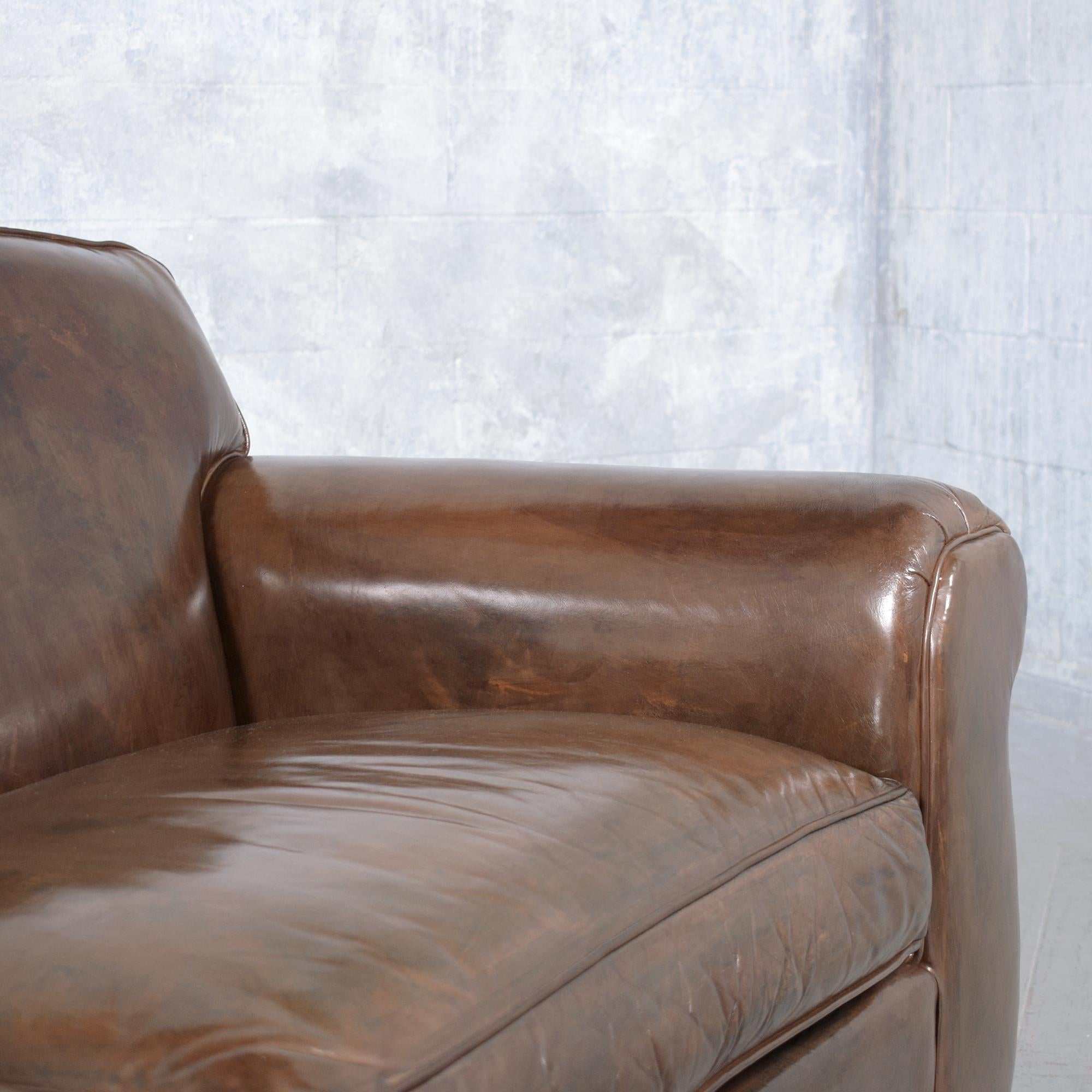 Modern Leather Club Sofa: Timeless Elegance & Luxurious Comfort For Sale 4