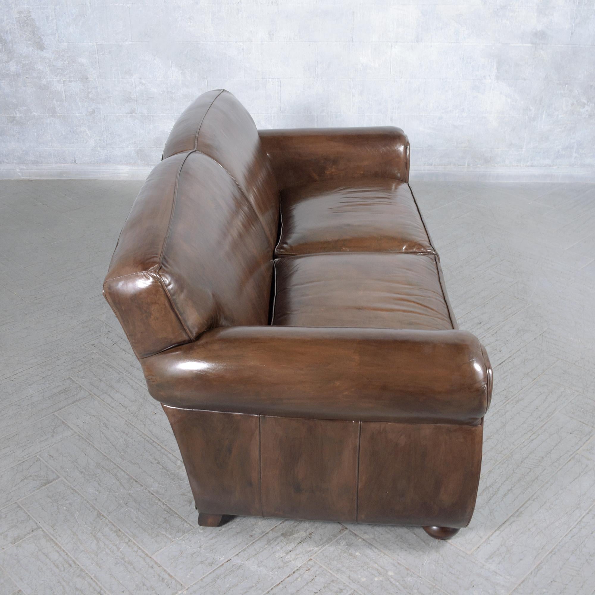 Modern Leather Club Sofa: Timeless Elegance & Luxurious Comfort For Sale 5