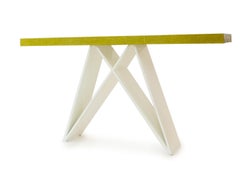 Modern Alligator Pattern Leather Top Console Table