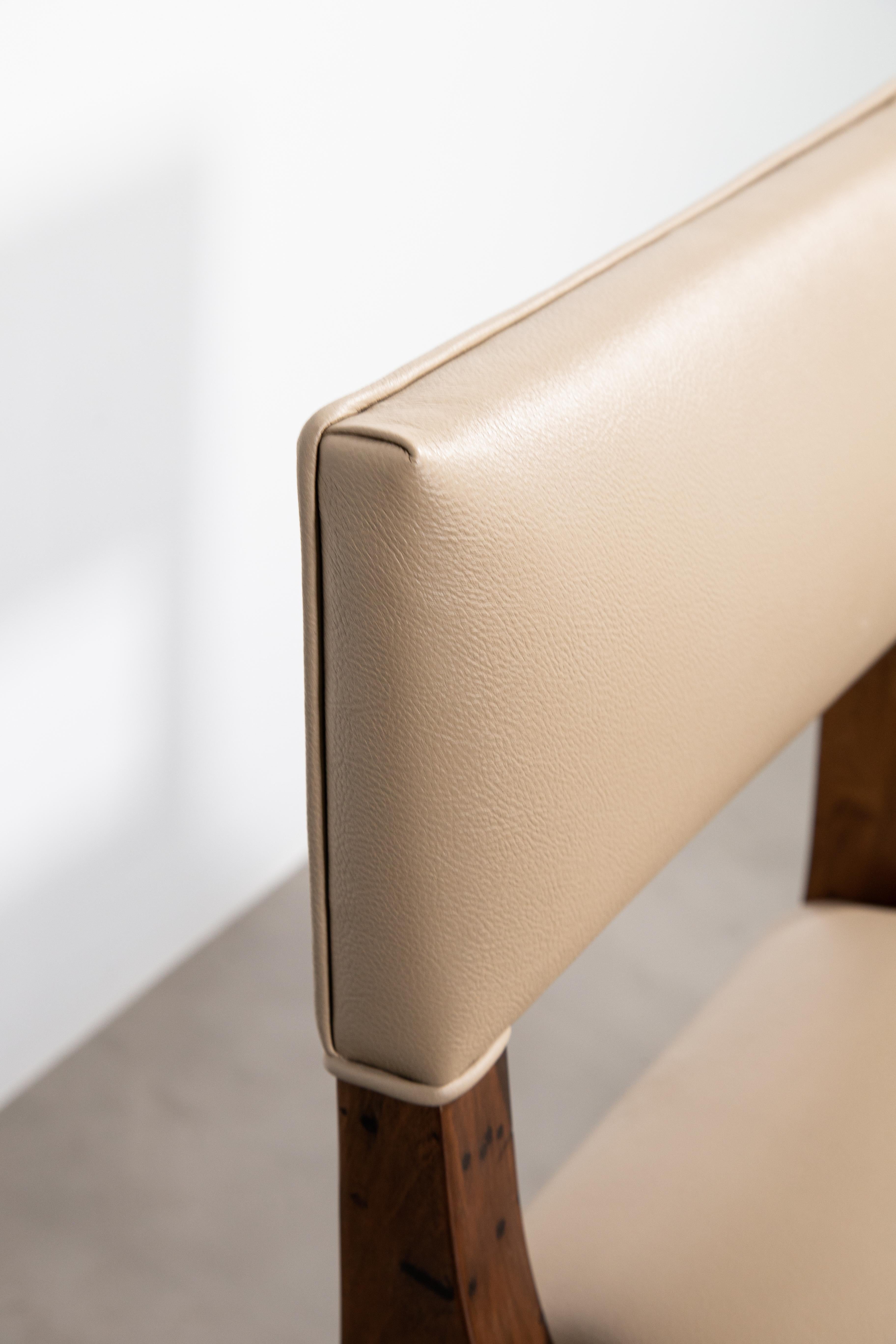 Moderner moderner Leder-Esszimmerstuhl aus exotischem Holz von Costantini, Bruno, schnell lieferbar im Angebot 4