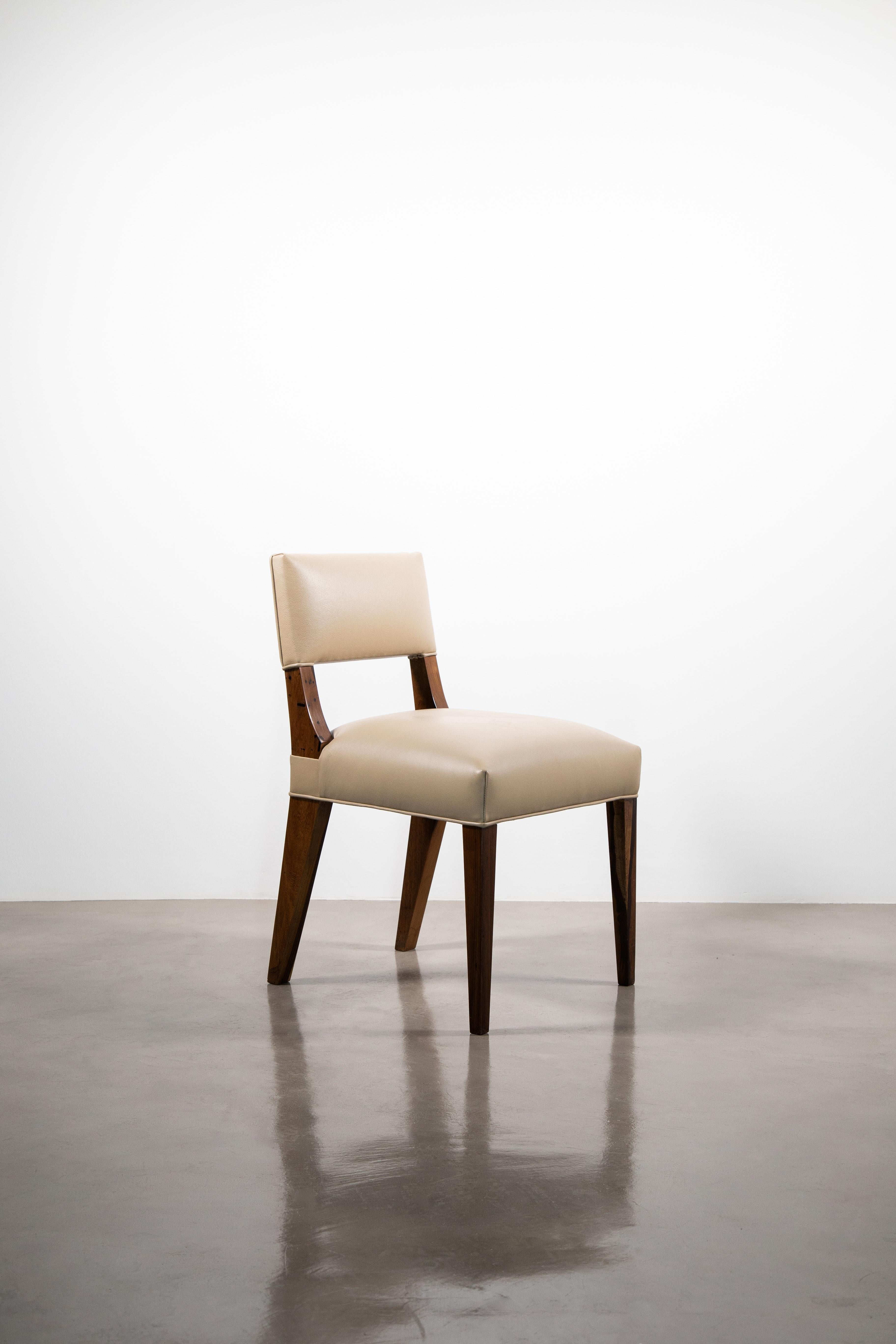 Bruno Modern dining chair in Exotic Argentine Rosewood and Leather by Costantini Design - Quick Ship

Measurements are 21