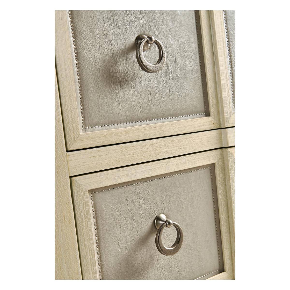 Contemporary Modern Leather Front Chest of Drawers For Sale