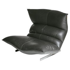 Fauteuil de salon moderne en cuir Canestrari de Vittorio Varo, Italie, 1970