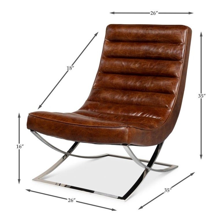 Modern Leather Lounge Chair For Sale 4