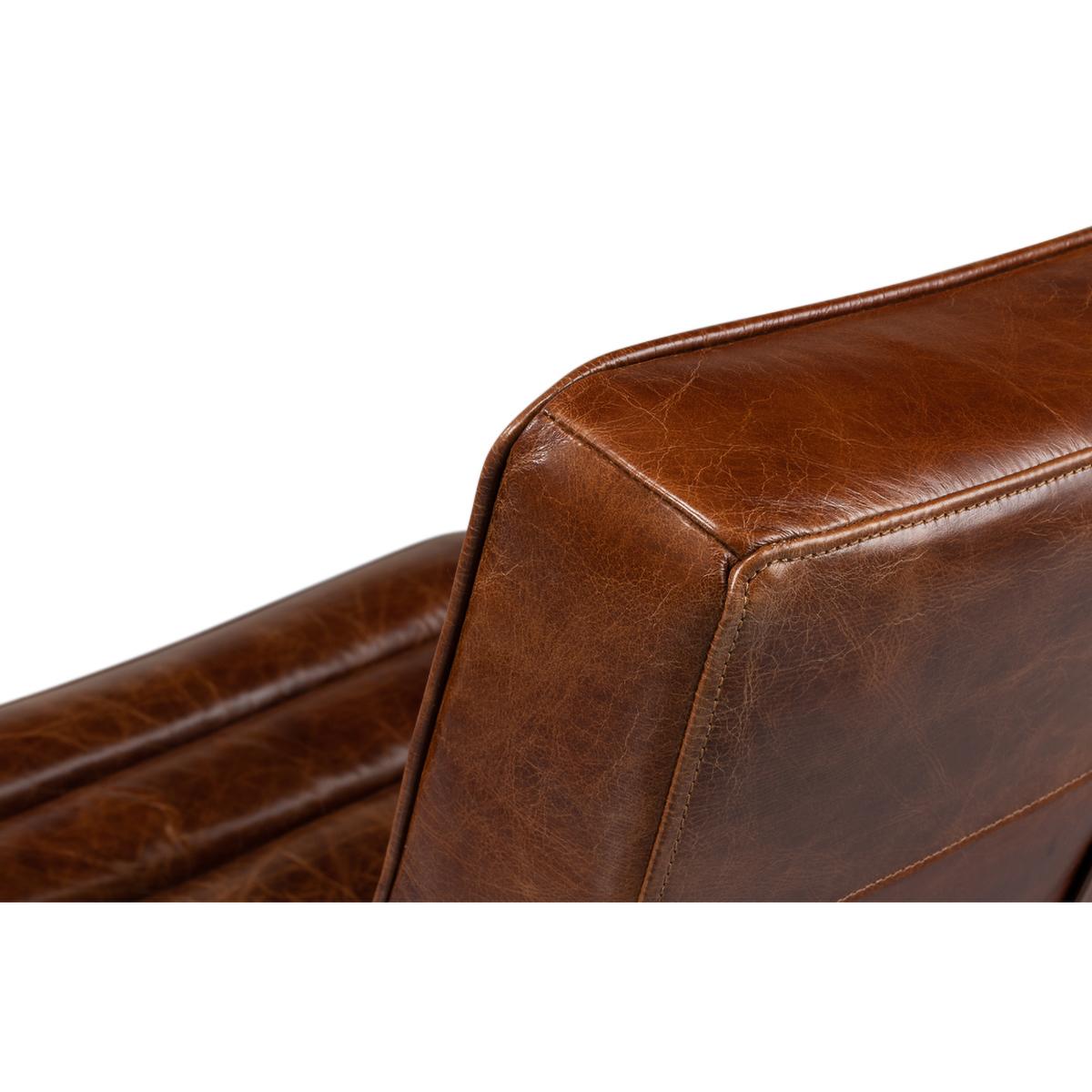 Asian Modern Leather Lounge Chair For Sale