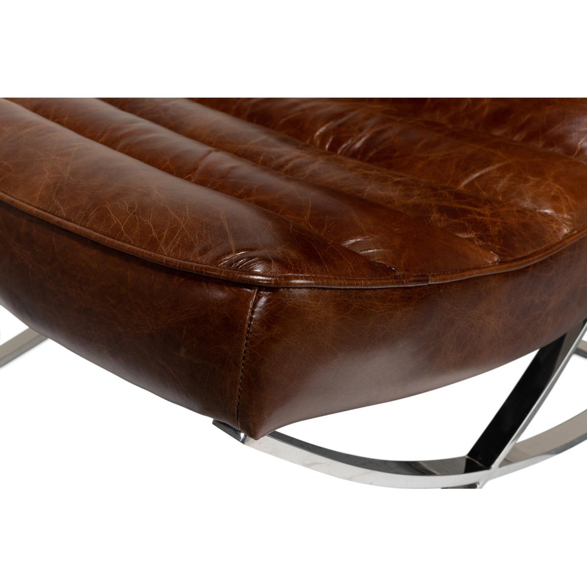 Contemporary Modern Leather Lounge Chair For Sale