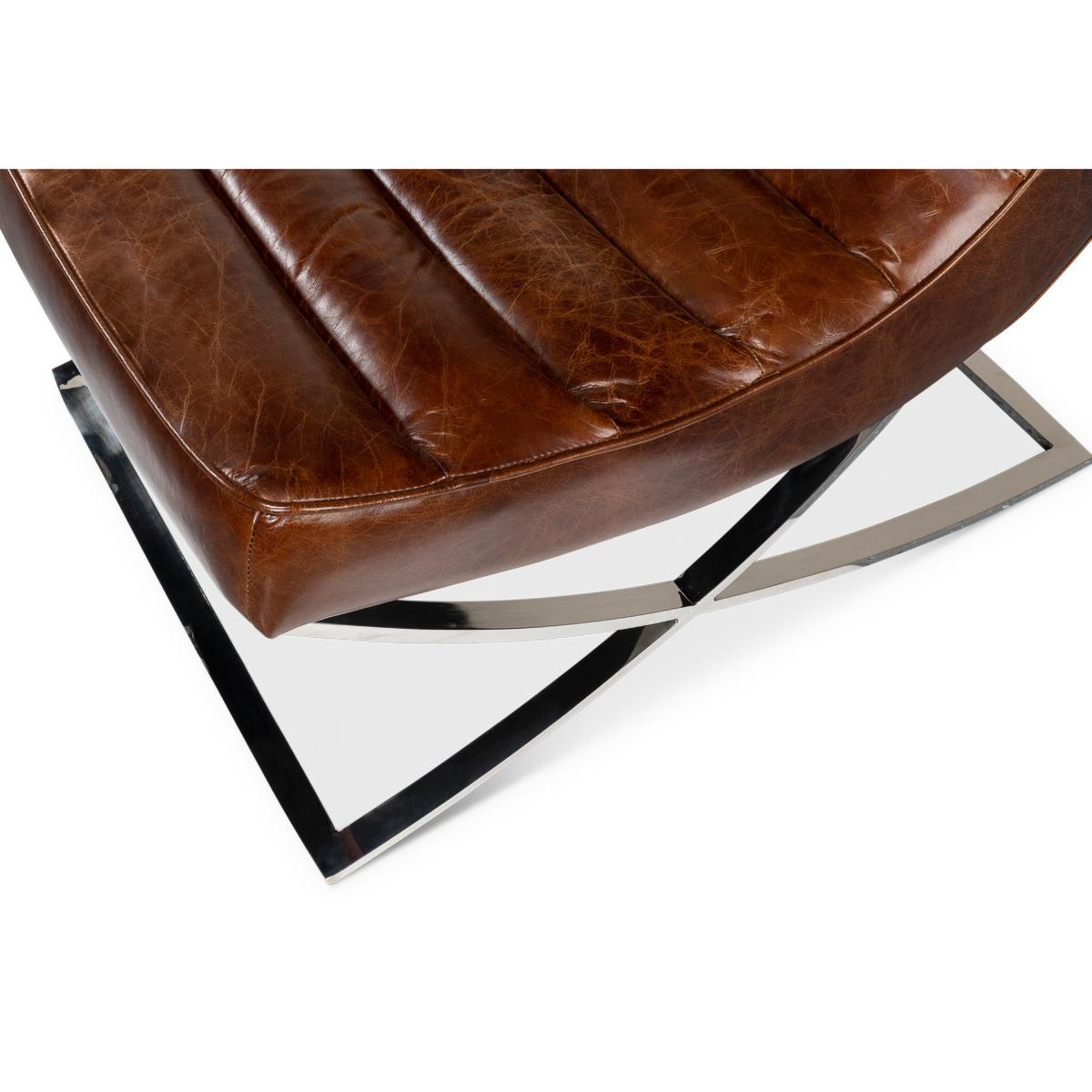 Metal Modern Leather Lounge Chair For Sale