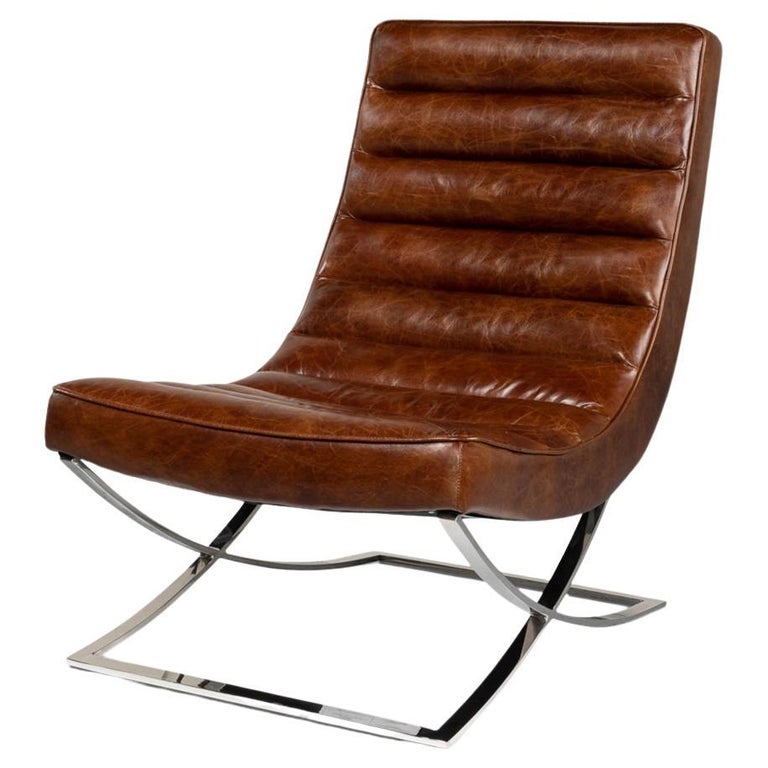 Modern Leather Lounge Chair For Sale