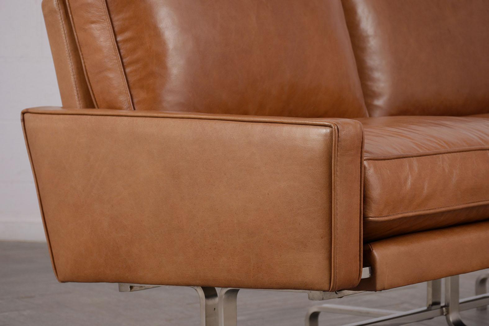 Late 20th Century Modern Leather Love-Seat in the Manner of Paul Kjaerholm