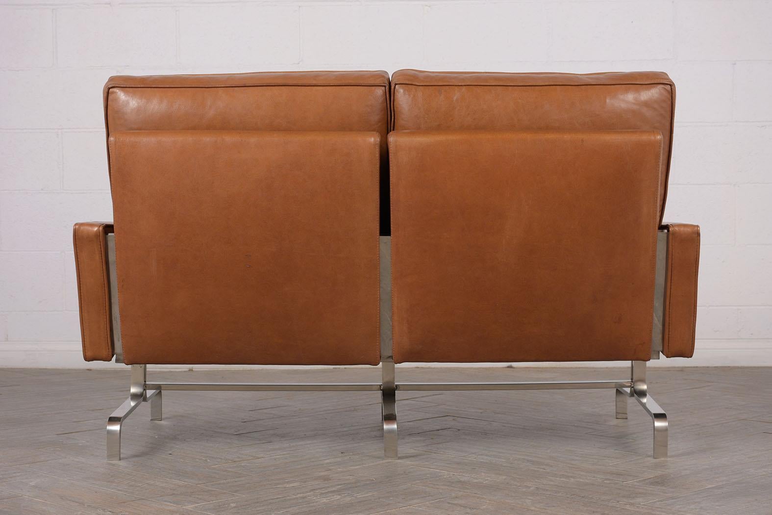 Modern Leather Love-Seat in the Manner of Paul Kjaerholm 4
