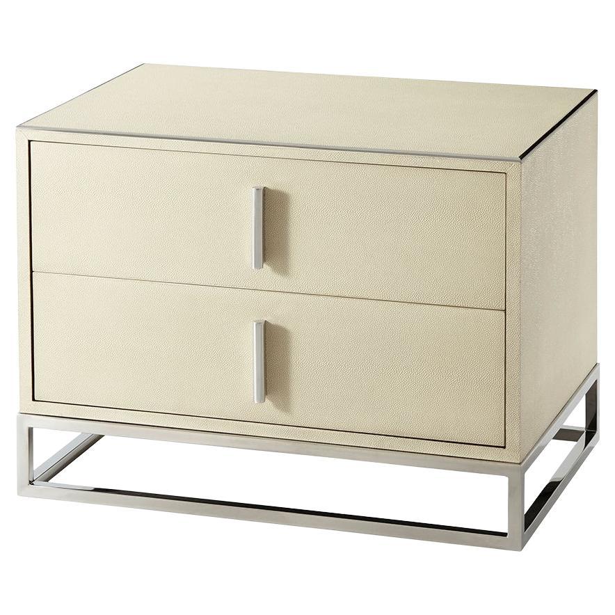 Modern Leather Nightstand, Light For Sale