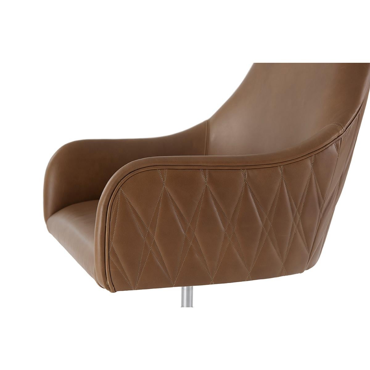 Vietnamese Modern Leather Quilted Desk Chair For Sale