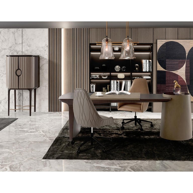 Modern Leather Quilted Desk Chair For Sale at 1stDibs