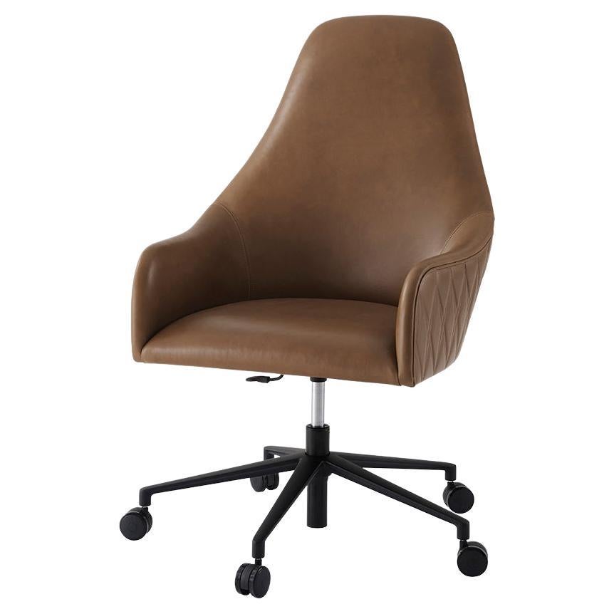 Modern Leather Quilted Desk Chair For Sale