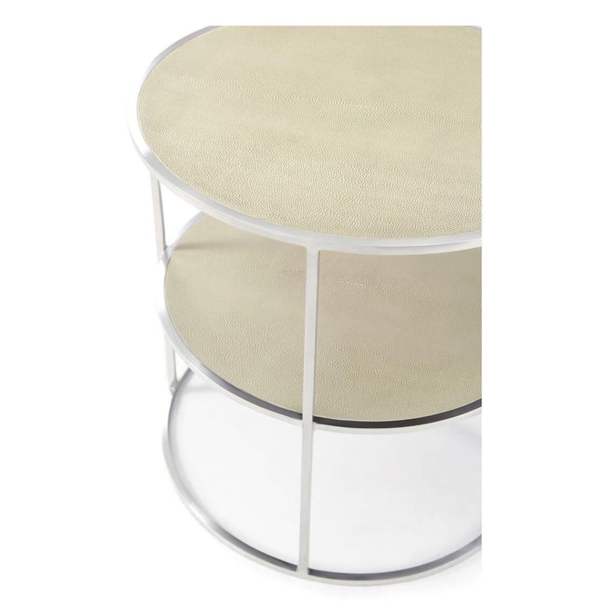 Vietnamese Modern Leather Round Side Table For Sale