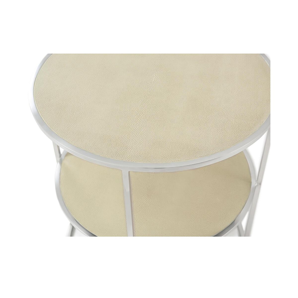 Modern Leather Round Side Table In New Condition For Sale In Westwood, NJ
