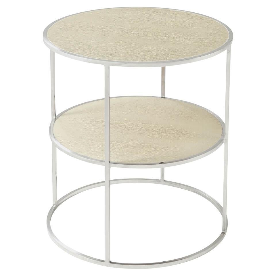 Modern Leather Round Side Table For Sale