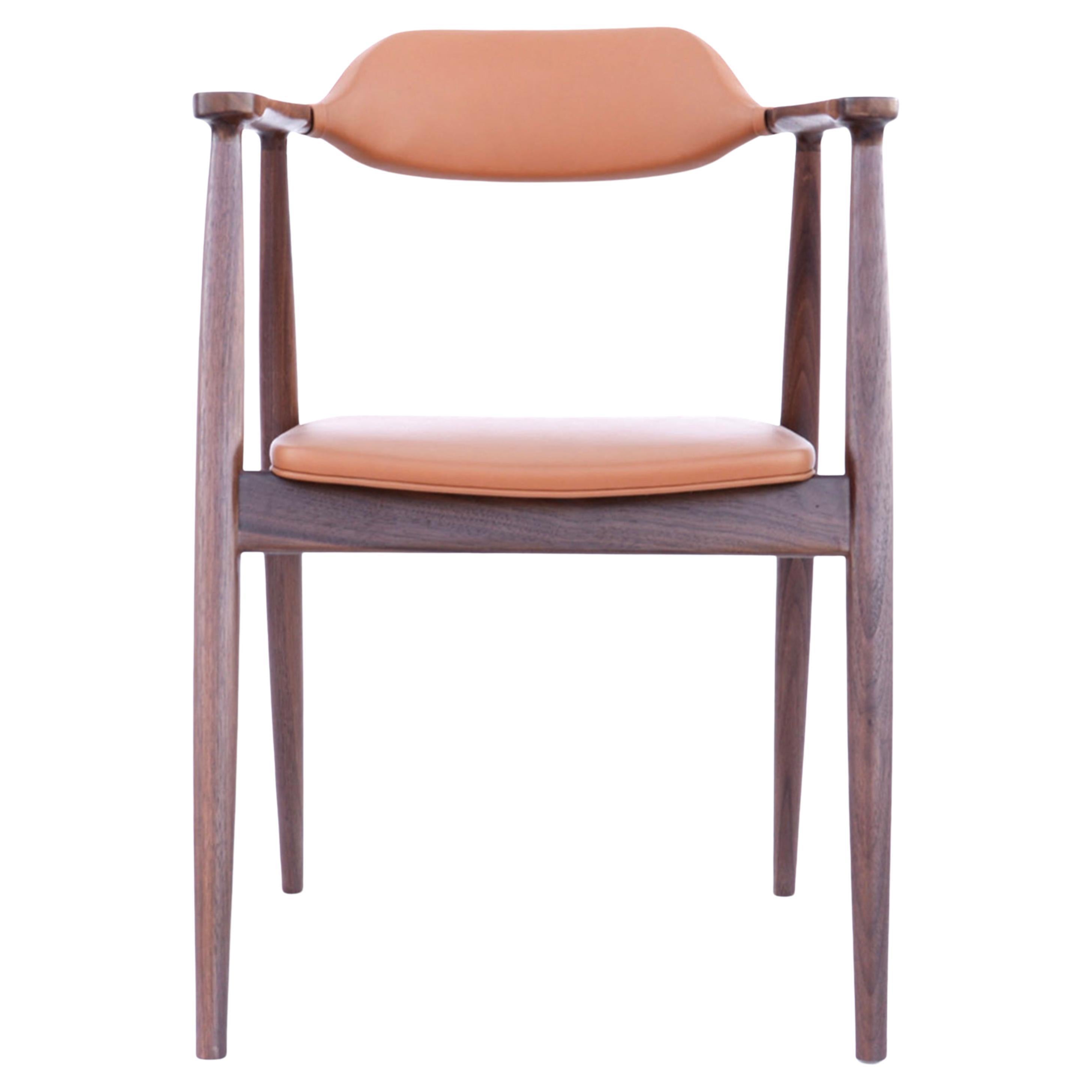Modern Walnut Dining Chair with Leather Seat - Dining Chair SEIREN For Sale