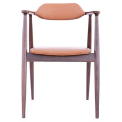 Modern Leather Seat Dining Chair Seiren in Walnut by Hachi Collections