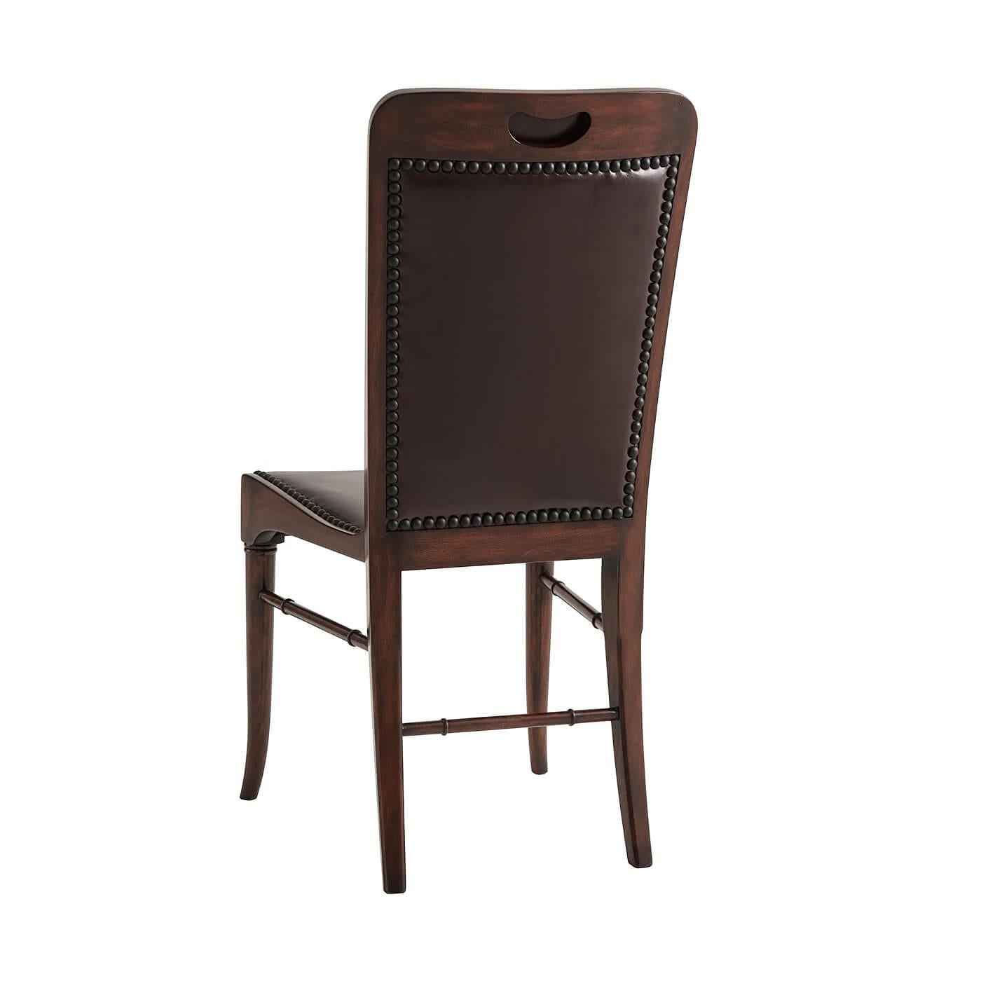 Contemporary Modern Leather Side Chair For Sale