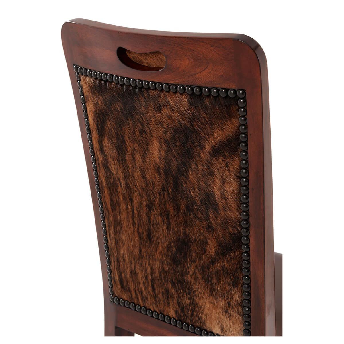 Modern Leather Side Chair - Hair on Hide In New Condition For Sale In Westwood, NJ