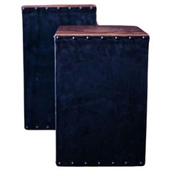 Modern Leather Side Tables Topped in Copper, Catawba Series