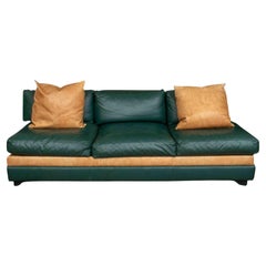 Vintage Modern Leather Sleeper Sectional Sofa