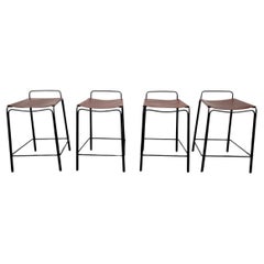 Modern leather sling iron frame counter height Stools