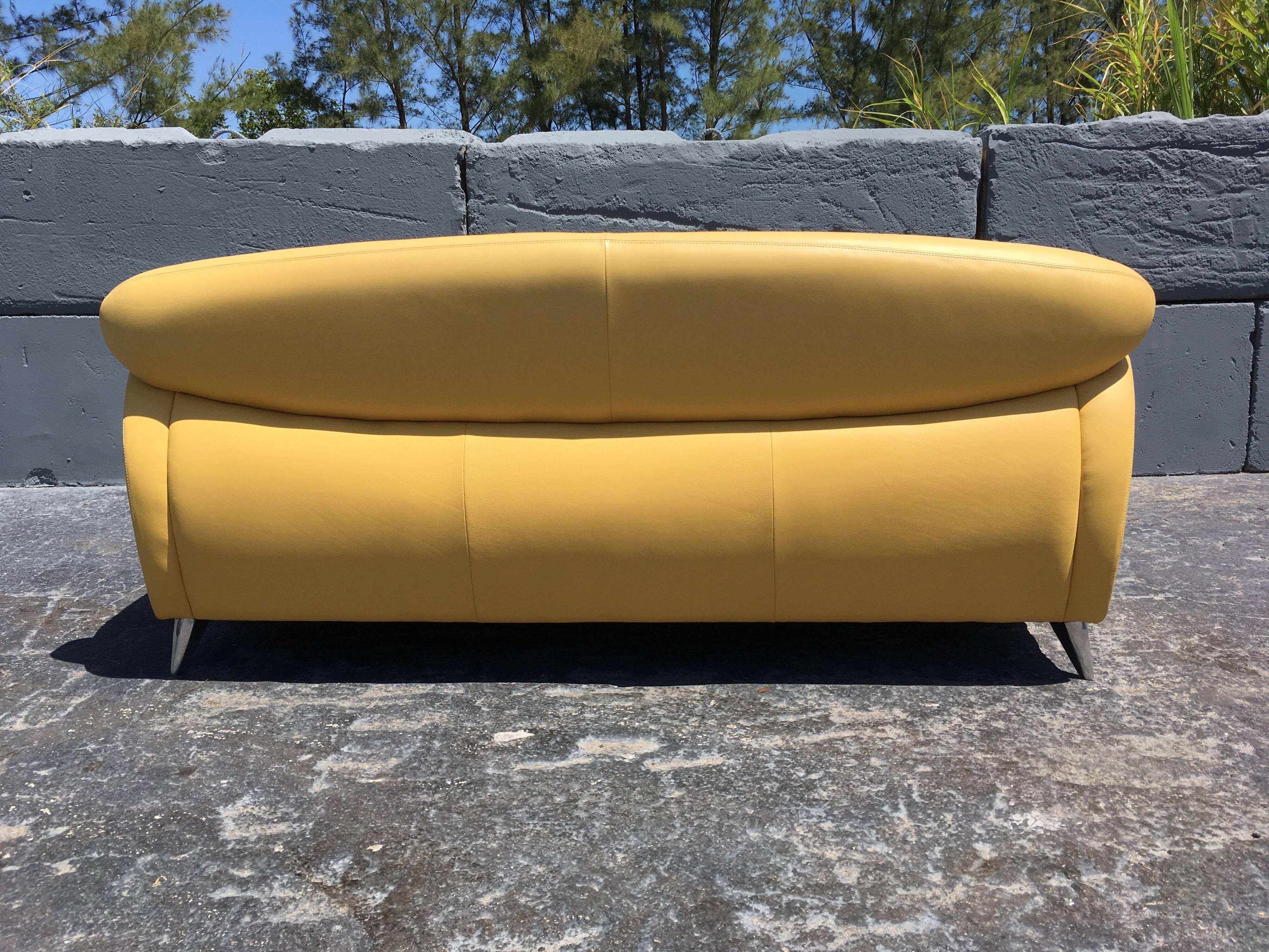 Modern Leather Sofa In Good Condition In Miami, FL