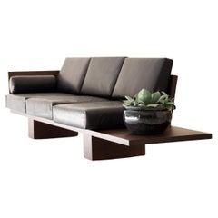 Modern Leather Sofa in Walnut, Suelo Collection