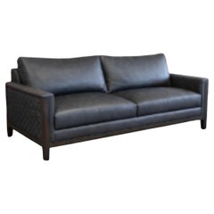 Modern Leather Sofa with Quilted Side Panels by Hancock & Moore