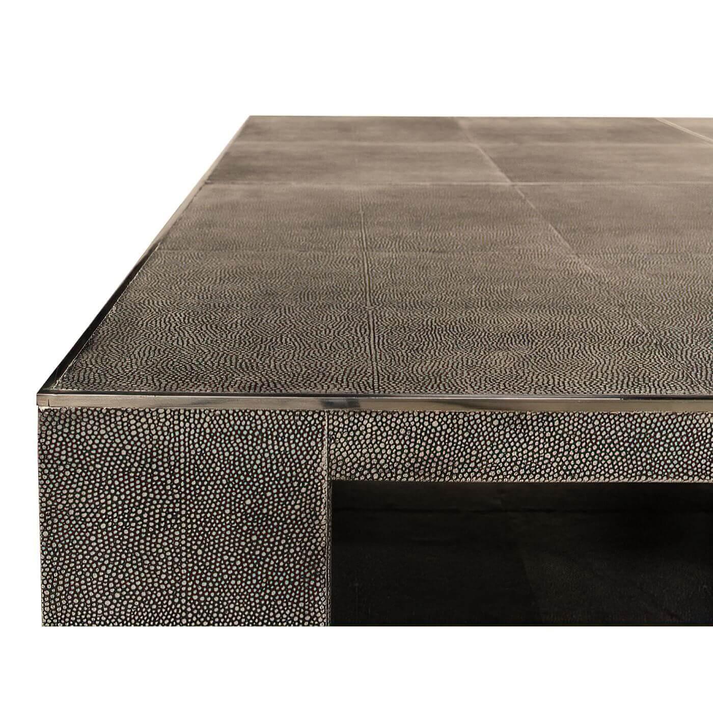 Modern Leather Square Coffee Table In New Condition For Sale In Westwood, NJ
