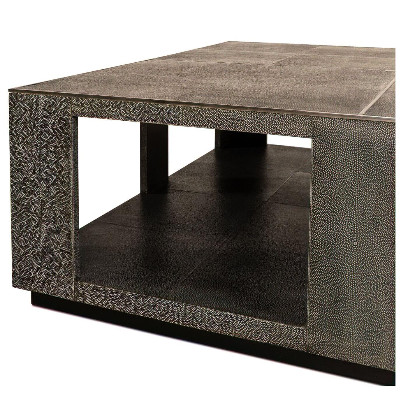 Metal Modern Leather Square Coffee Table For Sale