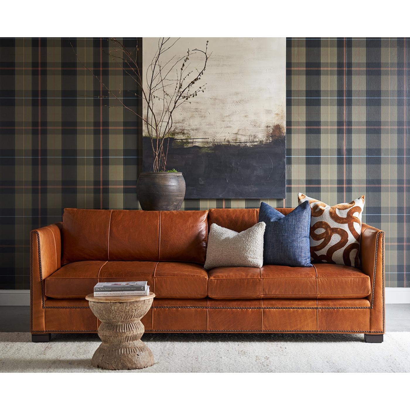 Modern Leather Thorpe Sofa For Sale 5